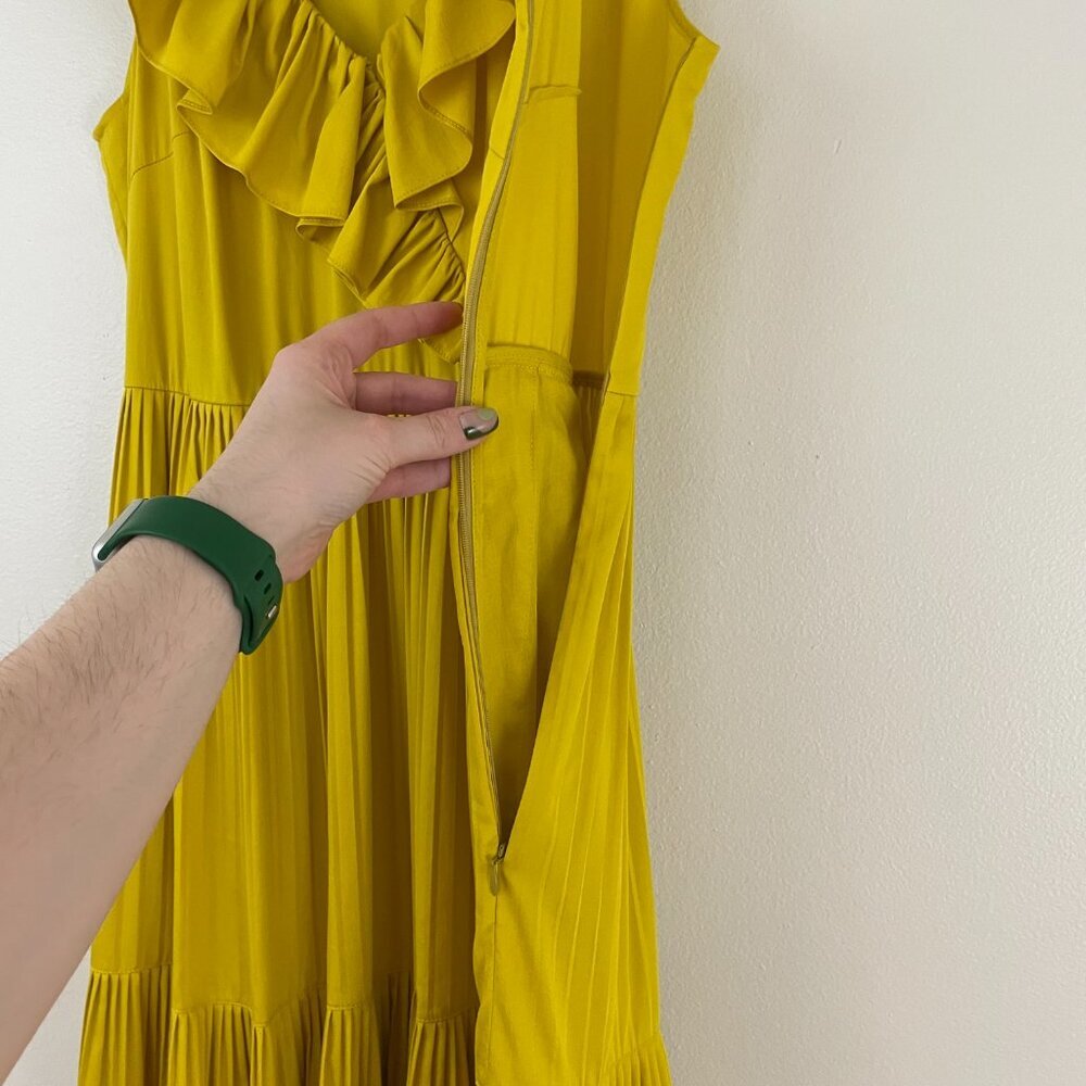 Kate Spade Cotton Poplin Ruffle Tiered Maxi Dress in Chartreuse Yellow Size 8 - Picture 5 of 8